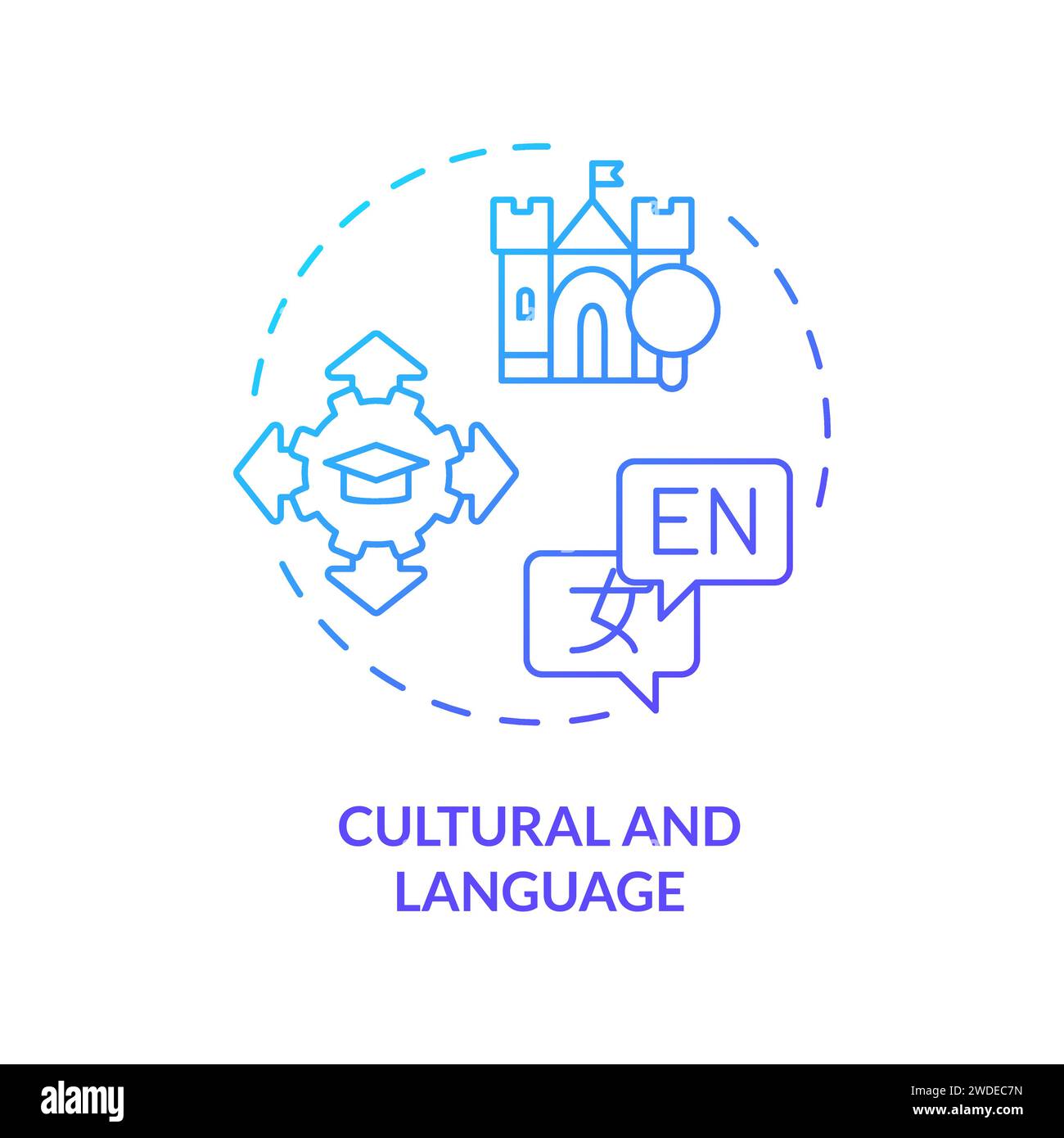 Concept d'icône culturelle et linguistique à gradient simple en ligne fine Illustration de Vecteur