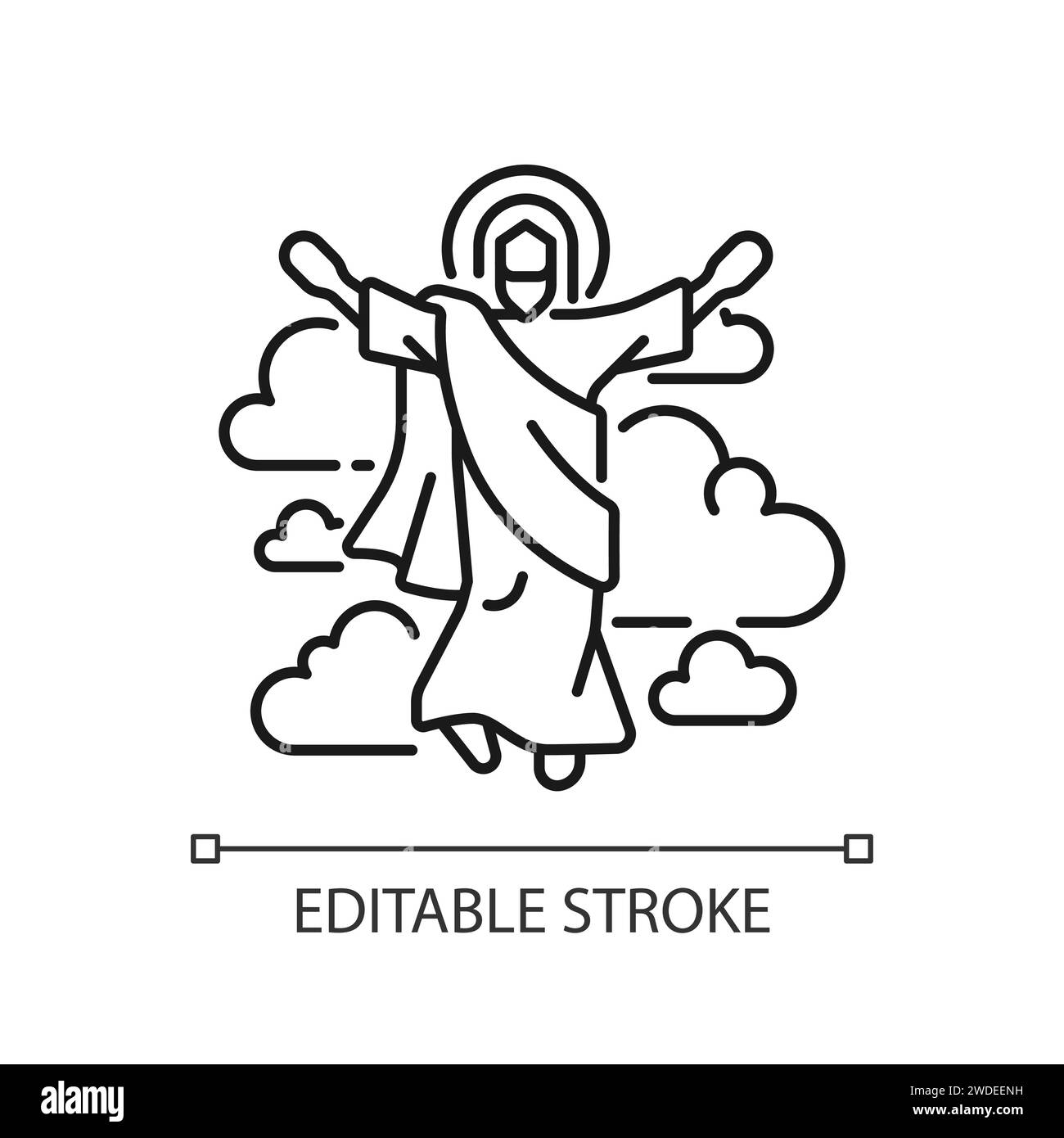 Icône linéaire de l'ascension de Jésus Illustration de Vecteur