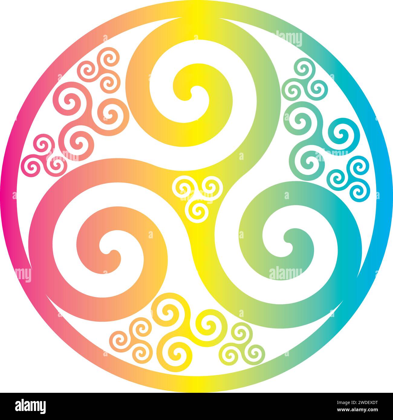 Symbole celtique nœud celtique cercle Triskelion Trinité géométrie Sacrée énergie - couleurs arc-en-ciel Illustration de Vecteur