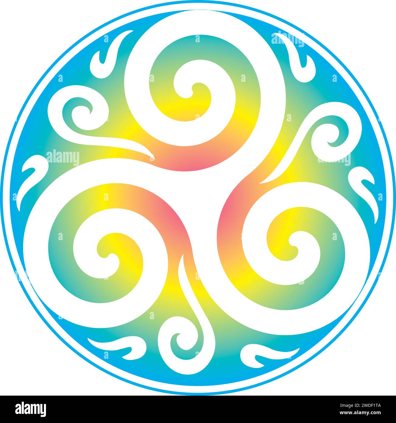 Symbole celtique nœud celtique cercle Triskelion Trinité géométrie Sacrée énergie - couleurs arc-en-ciel Illustration de Vecteur