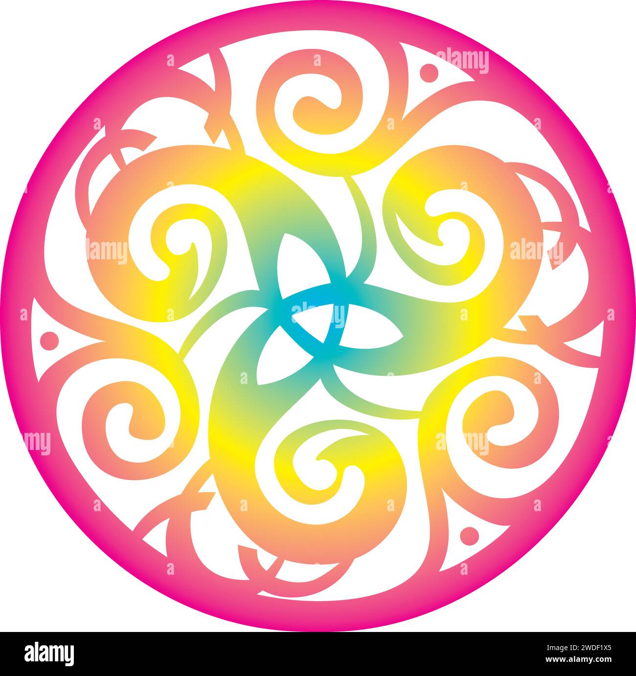 Symbole celtique nœud celtique cercle Triskelion Trinité géométrie Sacrée énergie - couleurs arc-en-ciel Illustration de Vecteur