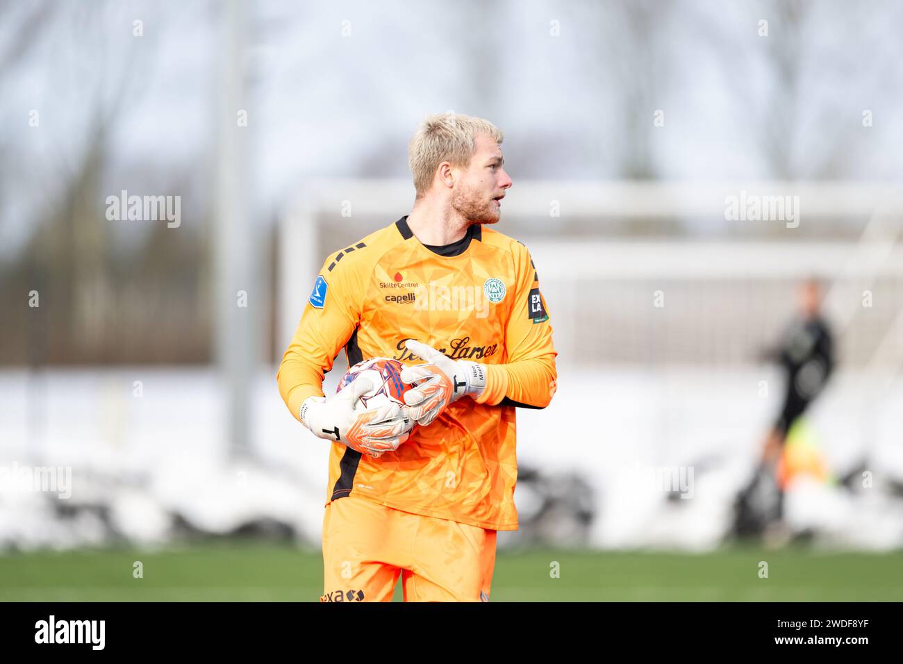 Varde, Danemark. 19 janvier 2024. Le gardien Nico Mantl de Viborg FF vu lors d'un test match entre Esbjerg FB et Viborg FF à Varde. (Crédit photo : Gonzales photo - Frederikke Jensen). Banque D'Images