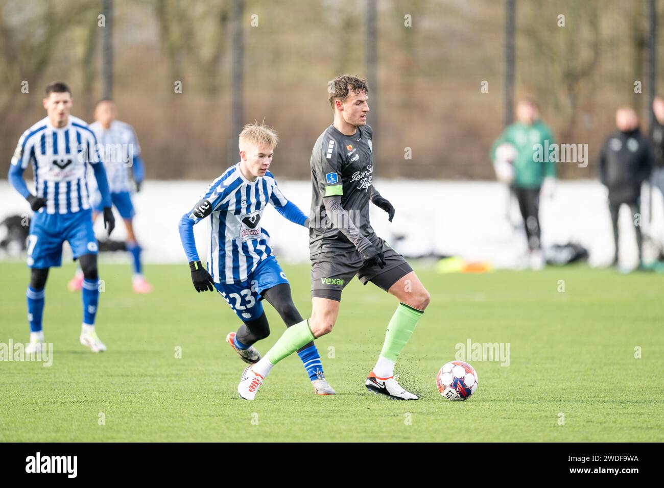 Varde, Danemark. 19 janvier 2024. Magnus Westergaard (28) de Viborg FF vu lors d'un test match entre Esbjerg FB et Viborg FF à Varde. (Crédit photo : Gonzales photo - Frederikke Jensen). Banque D'Images