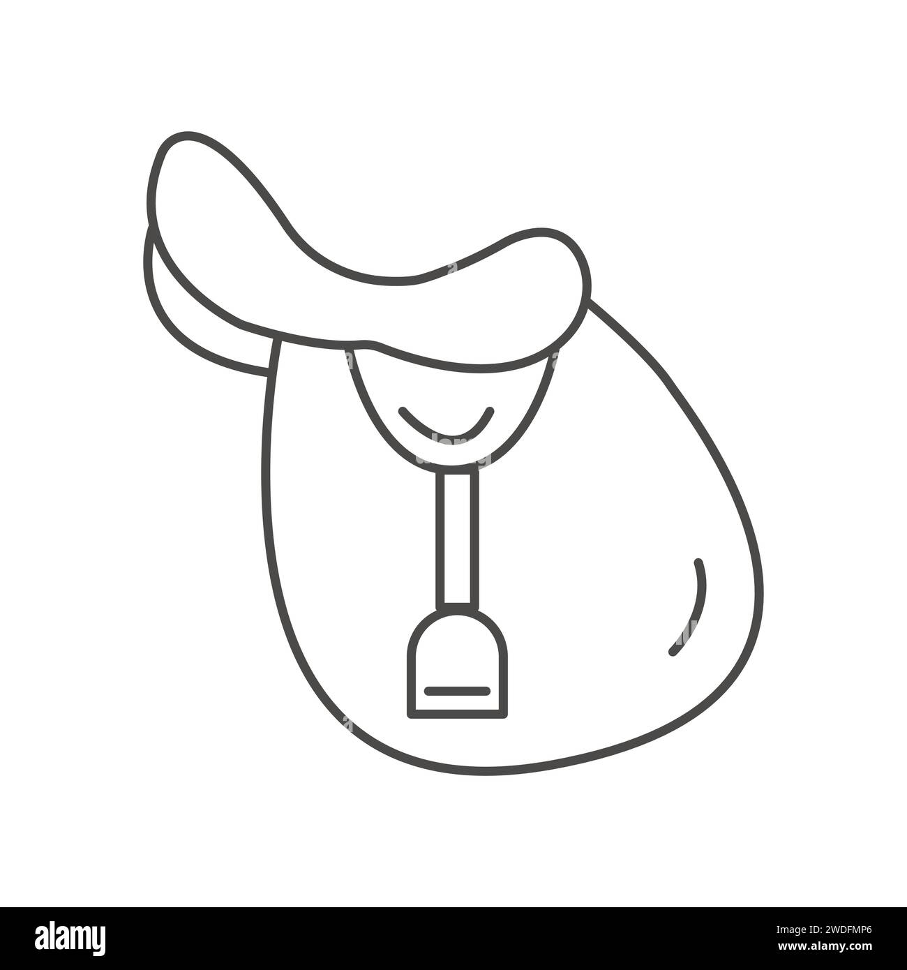 Icône de contour plat de selle de saut en anglais. Logo minimal pour école d'équitation, cour ou ferme. Elément vectoriel isolé sur fond blanc. Ligne simple Illustration de Vecteur