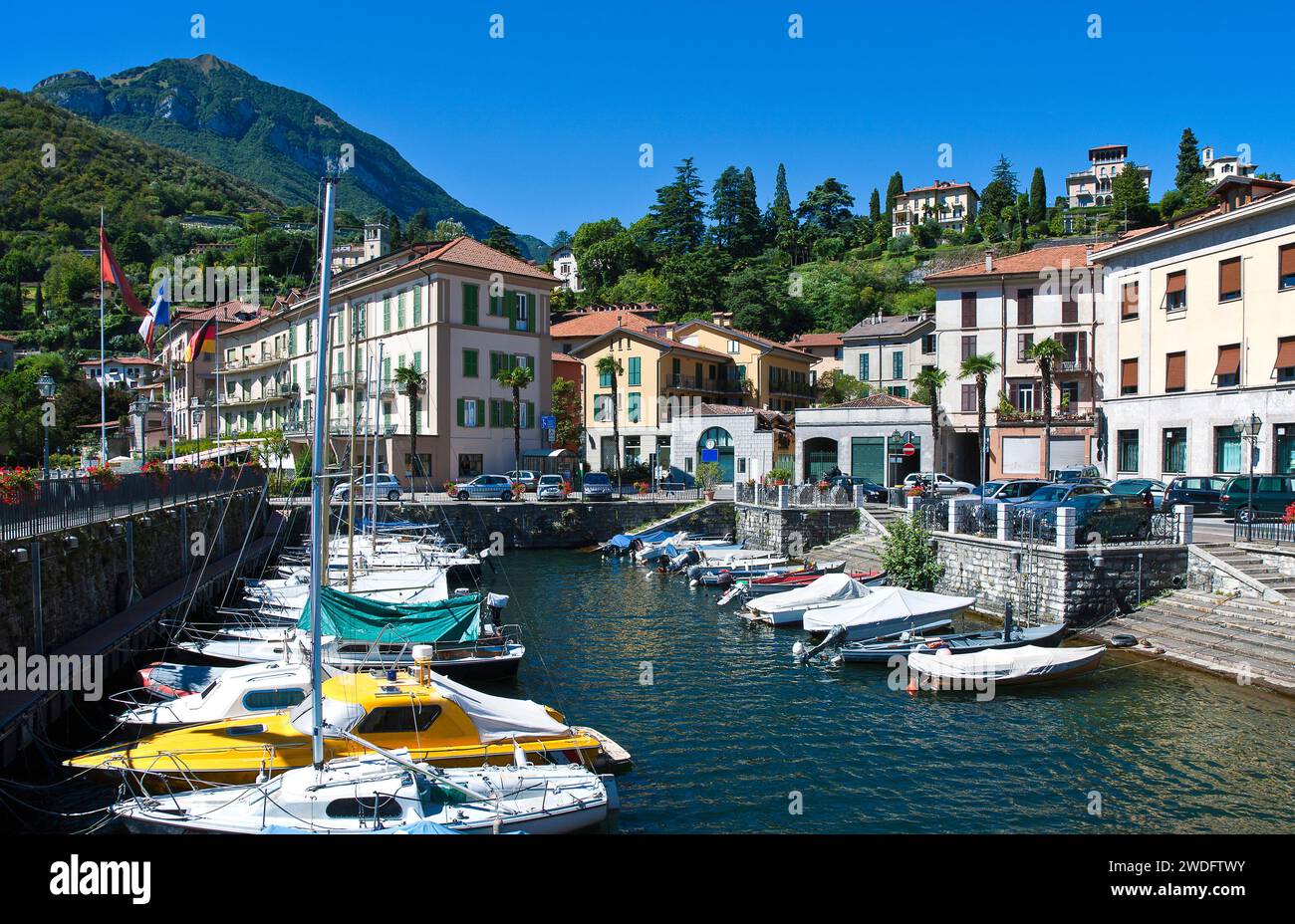 Italie, lac de Côme, Menaggio, le port Banque D'Images
