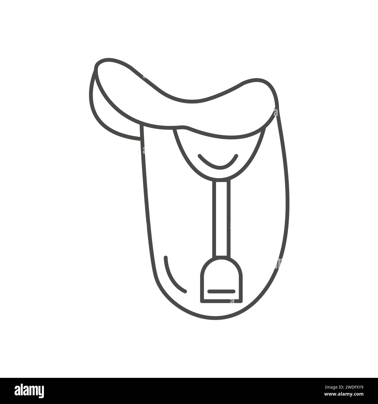 Icône de contour plat de selle sautante ou de selle de dressage anglaise. Logo minimal pour école d'équitation, cour ou ferme. Elément vectoriel isolé sur fond blanc Illustration de Vecteur