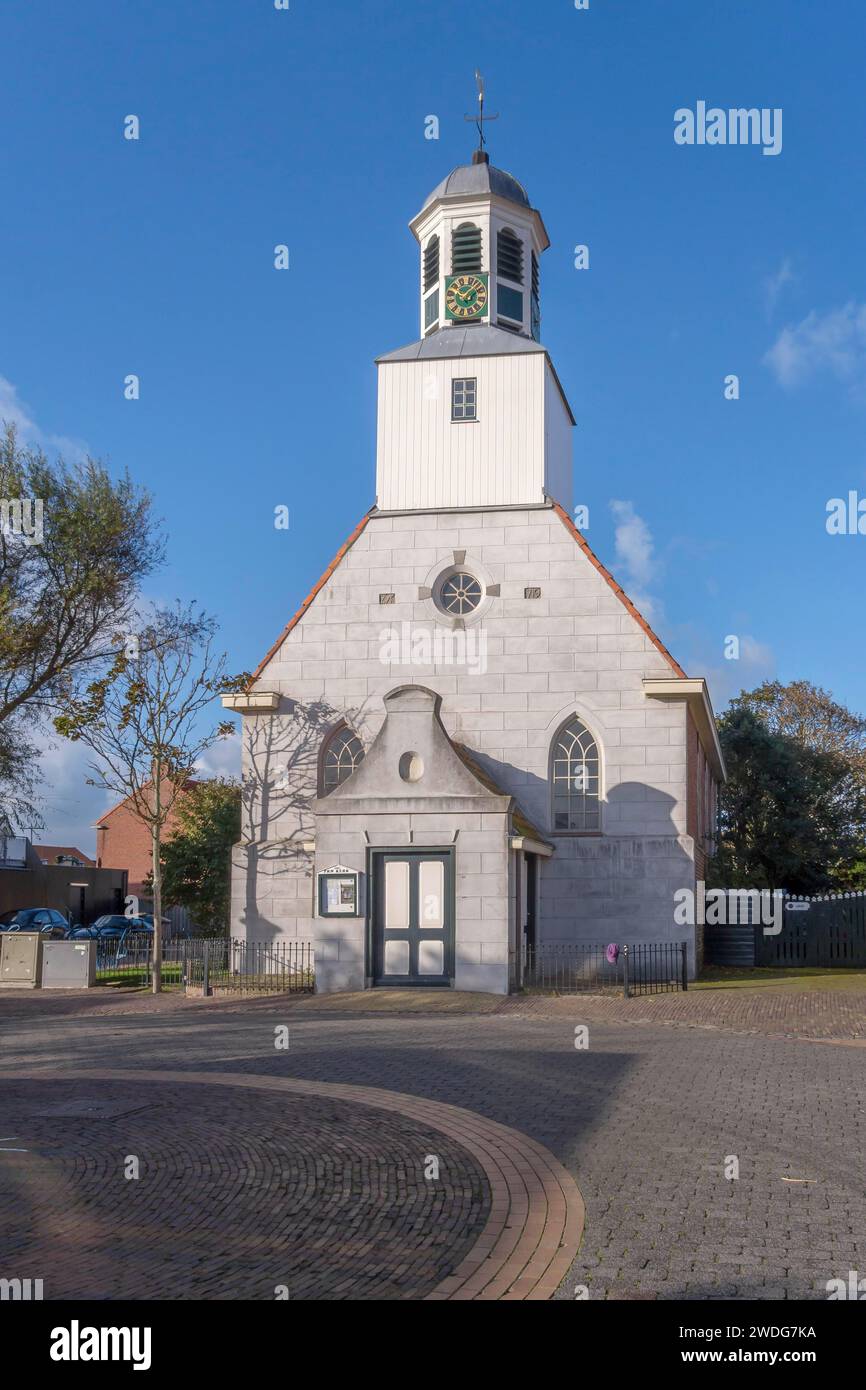 Église protestante de de Koog, île de Texel en mer du Nord, Hollande du Nord, pays-Bas Banque D'Images