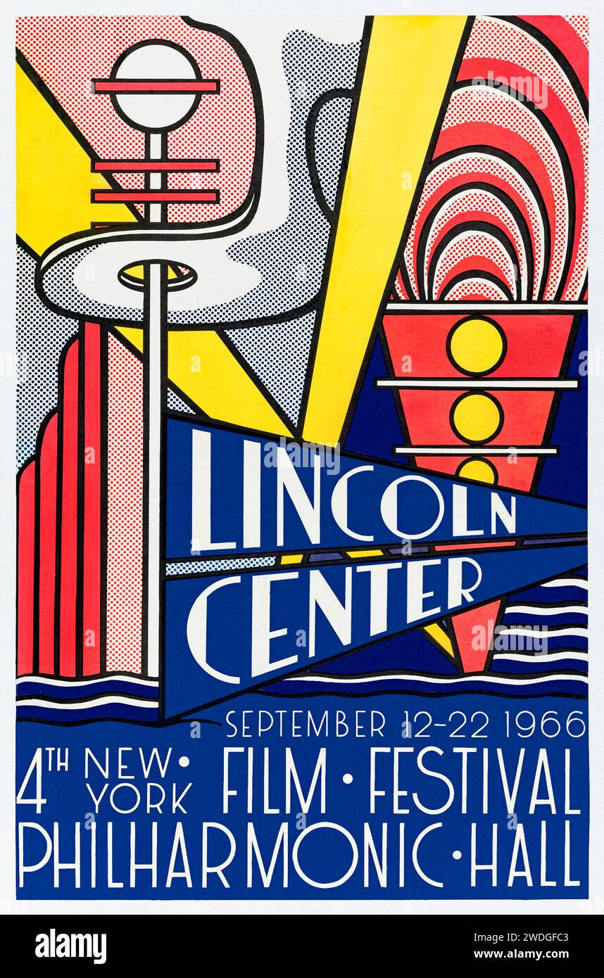 4th New York film Festival a eu lieu au Lincoln Hall septembre 12-22 1966 affiche conçue par Roy Lichenstein (1923-1997). Banque D'Images