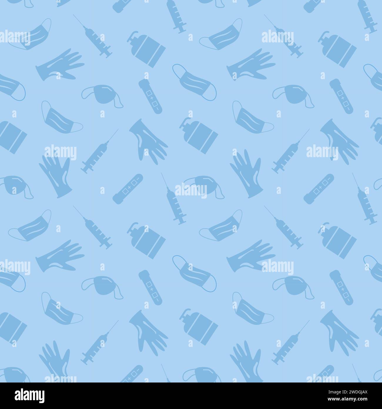 Vecteur Covid coronavirus Waste Seamless Pattern. Pollution plastique sur fond bleu. Problème environnemental ou problème écologique des déchets marins, latex Illustration de Vecteur