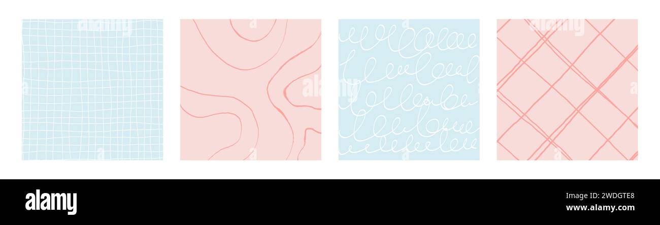 Simple géométrique dessiné à la main motifs irréguliers.Cute Colored Doodle dessin simple à carreaux avec des textures, des lignes, des points et des squiggles. Affiche carrée se Illustration de Vecteur