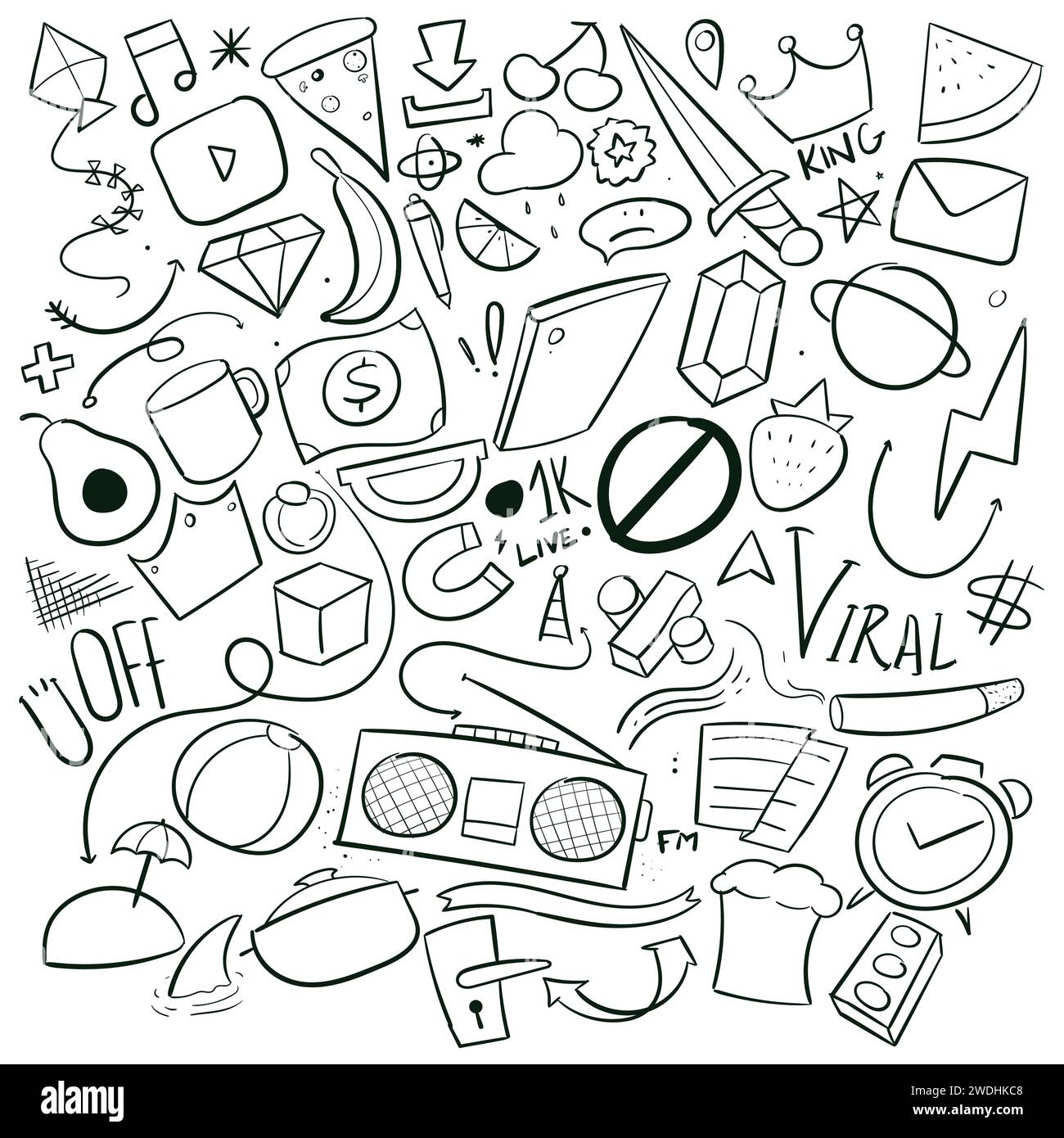 Scribbles dessinés à la main aléatoires Doodle Vector Illustration icône Doodle Illustration de Vecteur