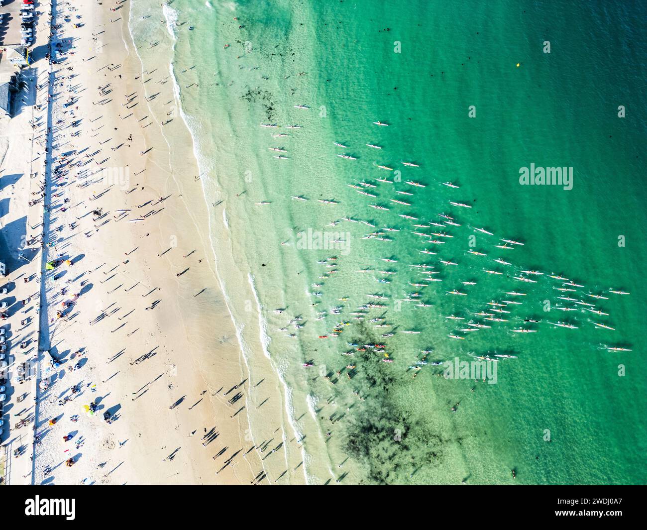 Sea Dog Weekluy surfski course à Fish Hoek, Afrique du Sud Banque D'Images
