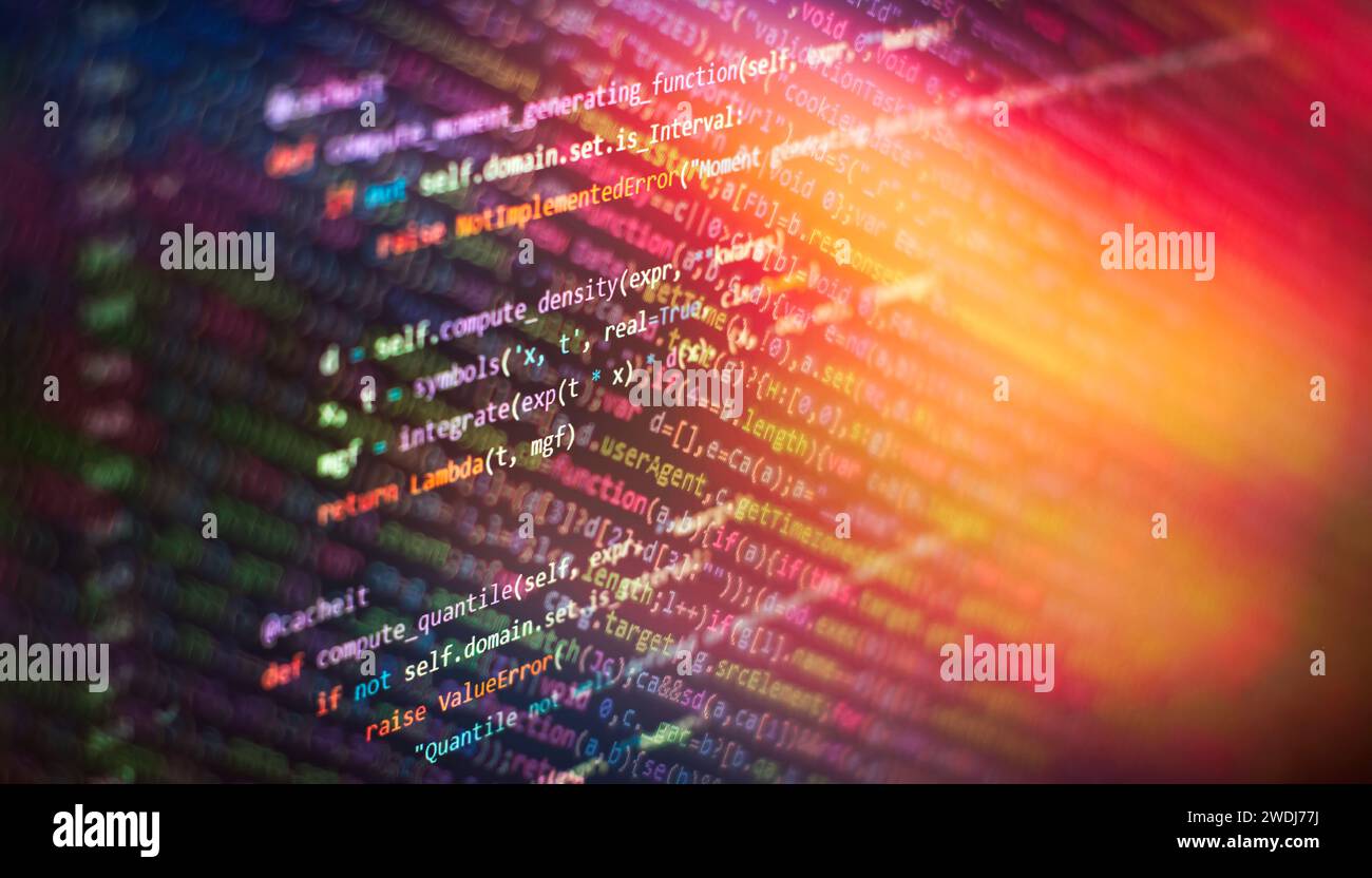 Écran de code de programmation du développeur logiciel. Temps de travail de programmation logicielle. Banque D'Images