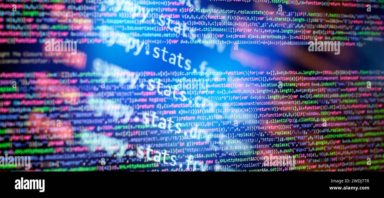 Écran de code de programmation du développeur logiciel. Temps de travail de programmation logicielle. Banque D'Images