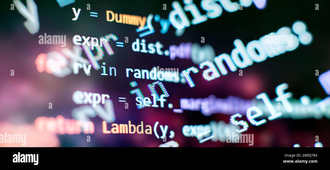 Écran de code de programmation du développeur logiciel. Temps de travail de programmation logicielle. Banque D'Images