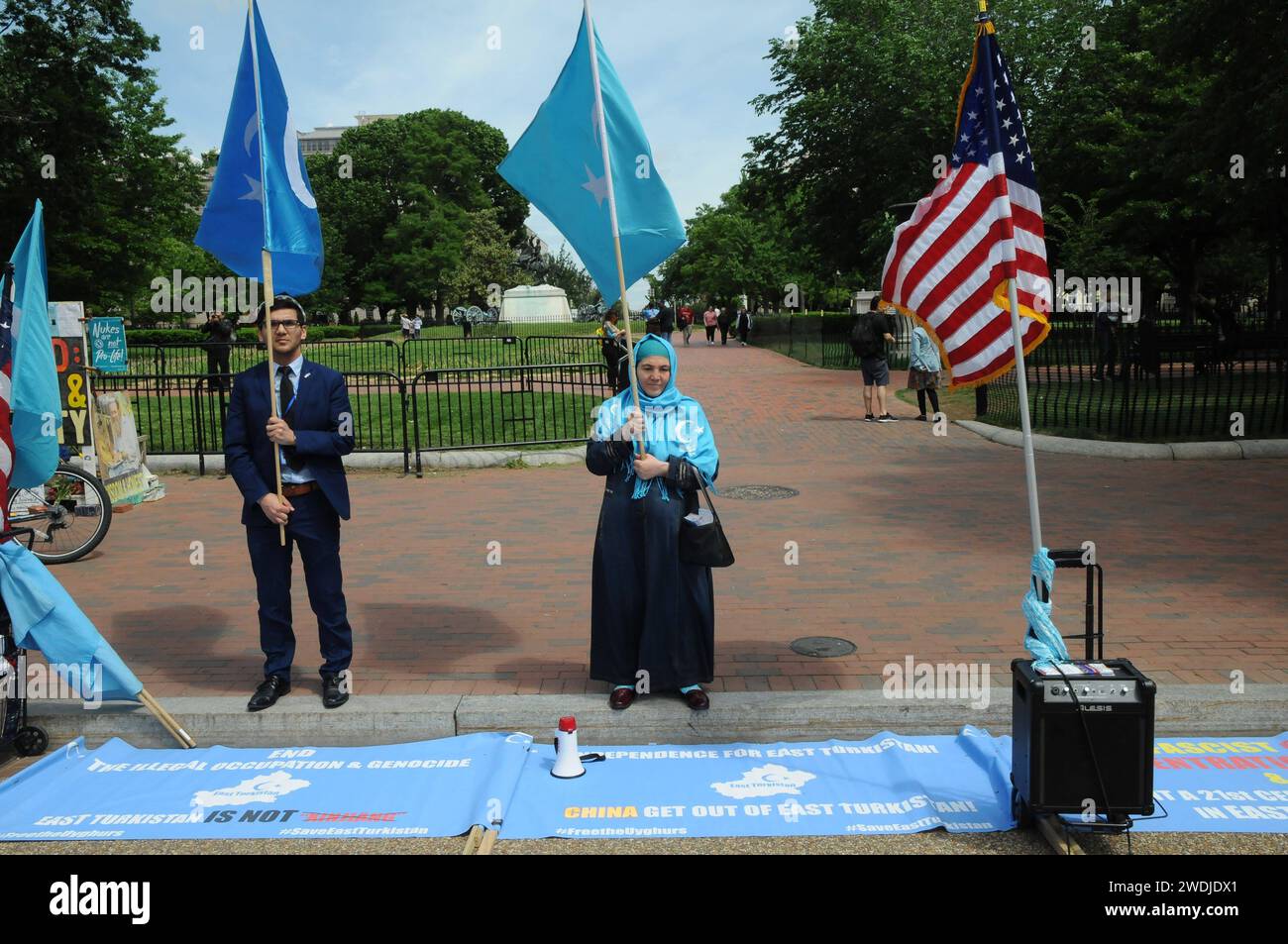 WASHINGTON D C/District of Columbia/USA./Turishtani - stand américain dans la maison blanche pennsylvanie anvue in DC contre l'occupation chinoise du turkestan oriental et le génocide de masse de la chine du 21e siècle dans Turlistan oriental. 10 .May. 2019/ photo..Francis Dean / Deanpictures. Banque D'Images