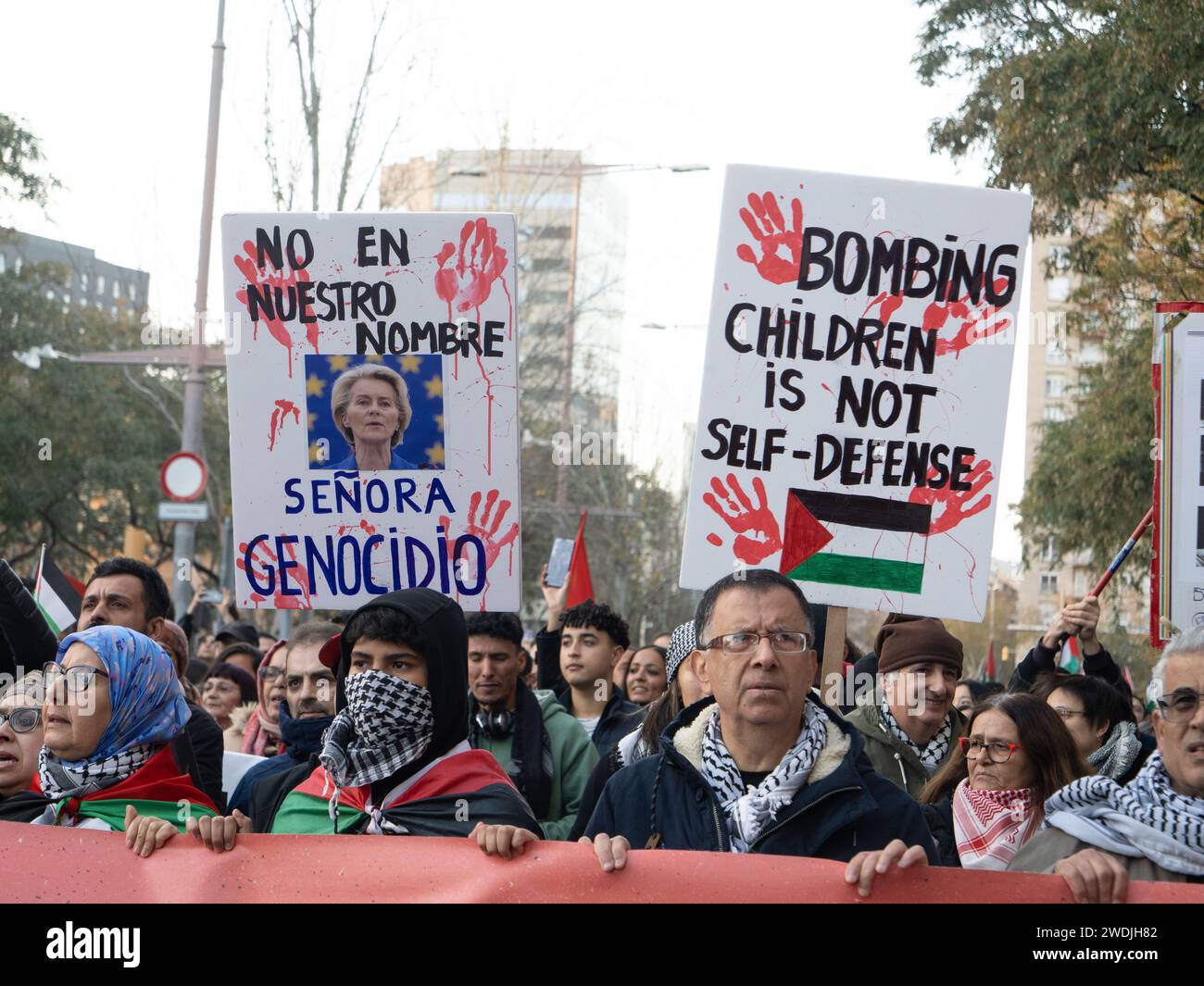 Barcelone, Espagne. 01.20.2024.manifestation en faveur de la Palestine à Barcelone Banque D'Images