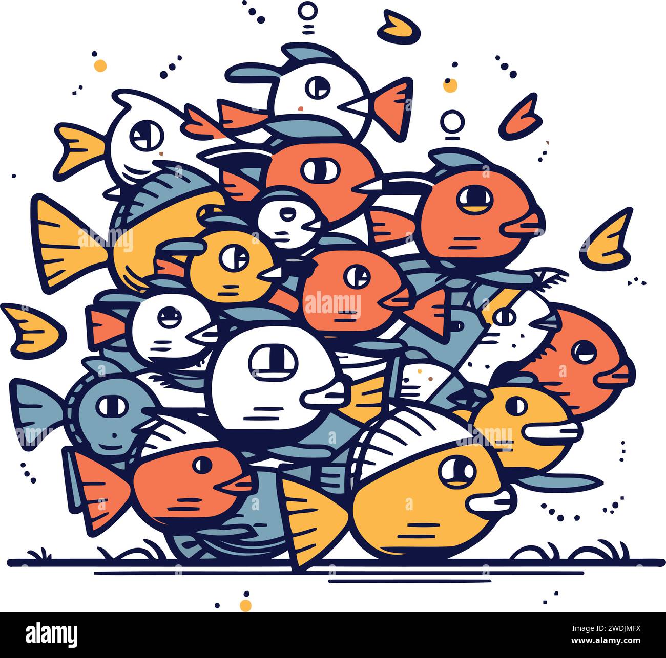 Illustration de vecteur de poisson drôle. Mignon poisson de dessin animé doodle. Illustration de Vecteur