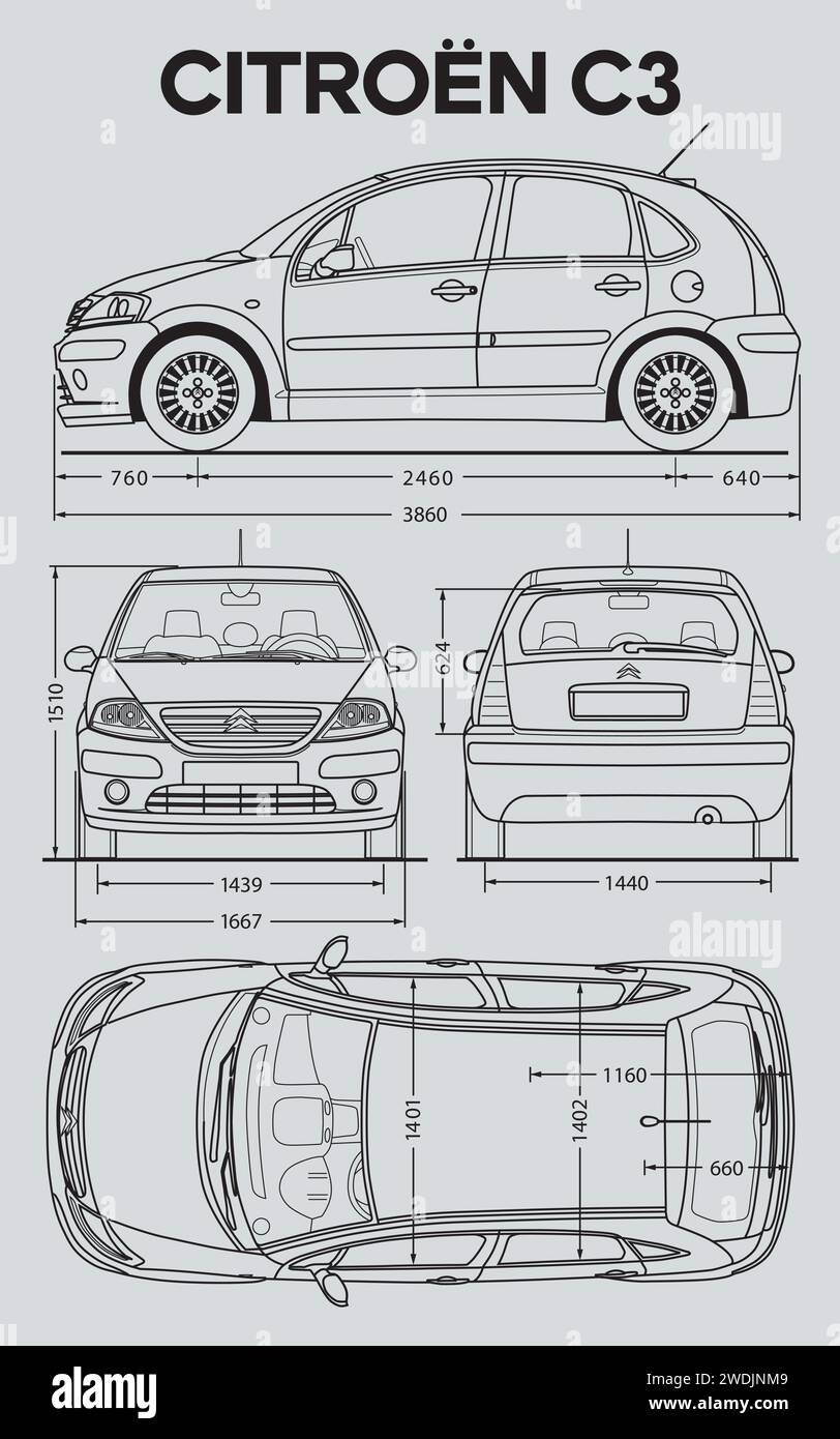 Modèle de voiture Citroen C3 2005 Illustration de Vecteur
