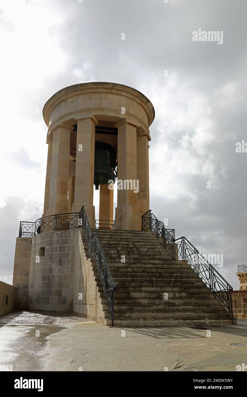 Le mémorial de la cloche de siège à la Valette à Malte Banque D'Images