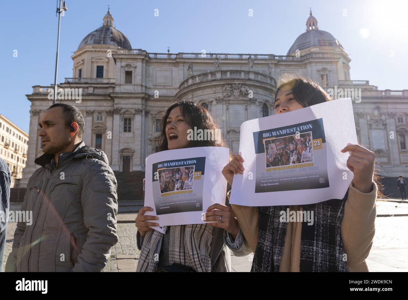 Rome, Italie. 21 janvier 2024. Manifestation organisée sur la Piazza Esquilino par la communauté afghane et l'Association Nawroz pour protester contre la violation des droits des femmes et contre le génocide du peuple hazara en Afghanistan. (Photo de Matteo Nardone/Pacific Press/Sipa USA) crédit : SIPA USA/Alamy Live News Banque D'Images