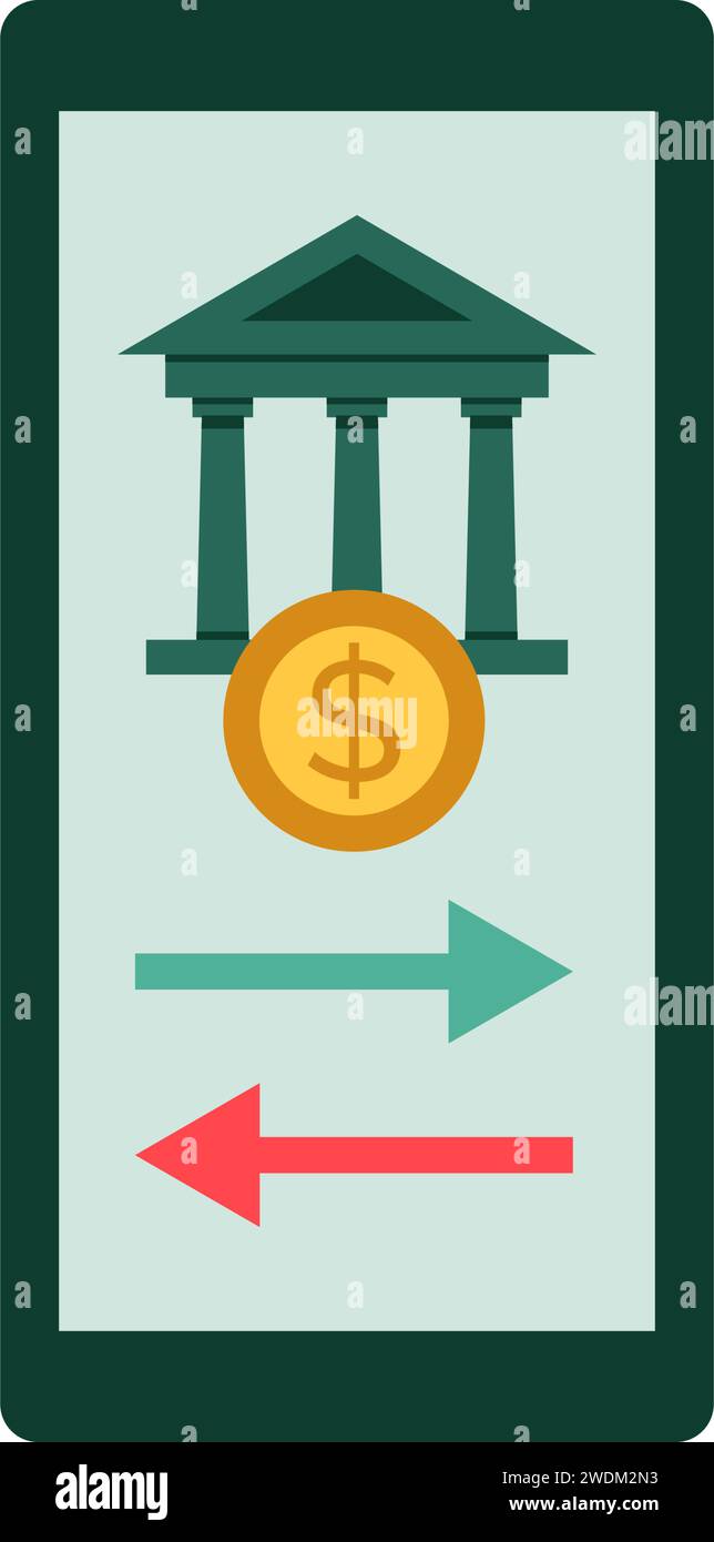 Icône isolée des services bancaires mobiles et des paiements en ligne Illustration de Vecteur