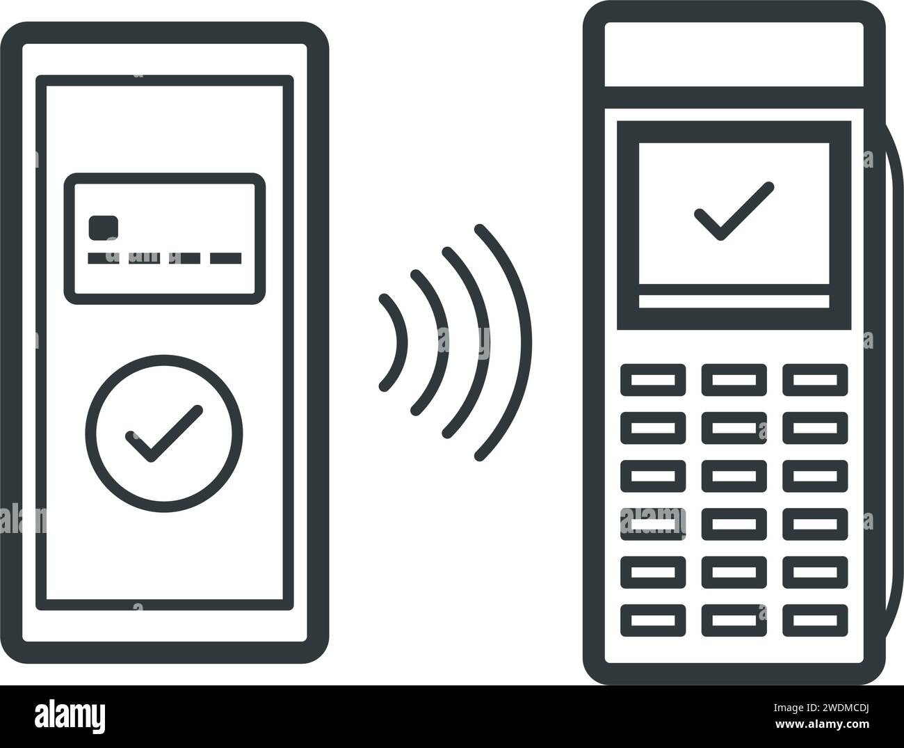 Paiement mobile NFC sur terminal POS, icône isolée Illustration de Vecteur