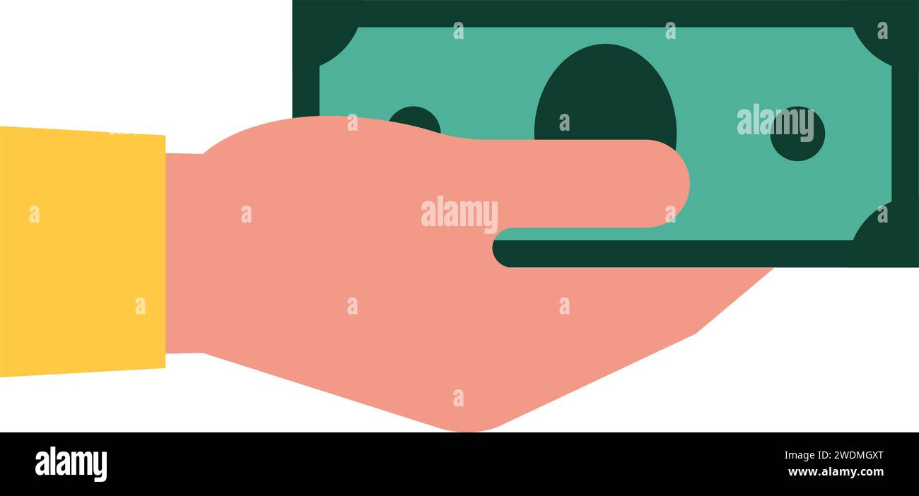 Main tenant l'icône d'argent liquide, les paiements et le concept de transactions Illustration de Vecteur