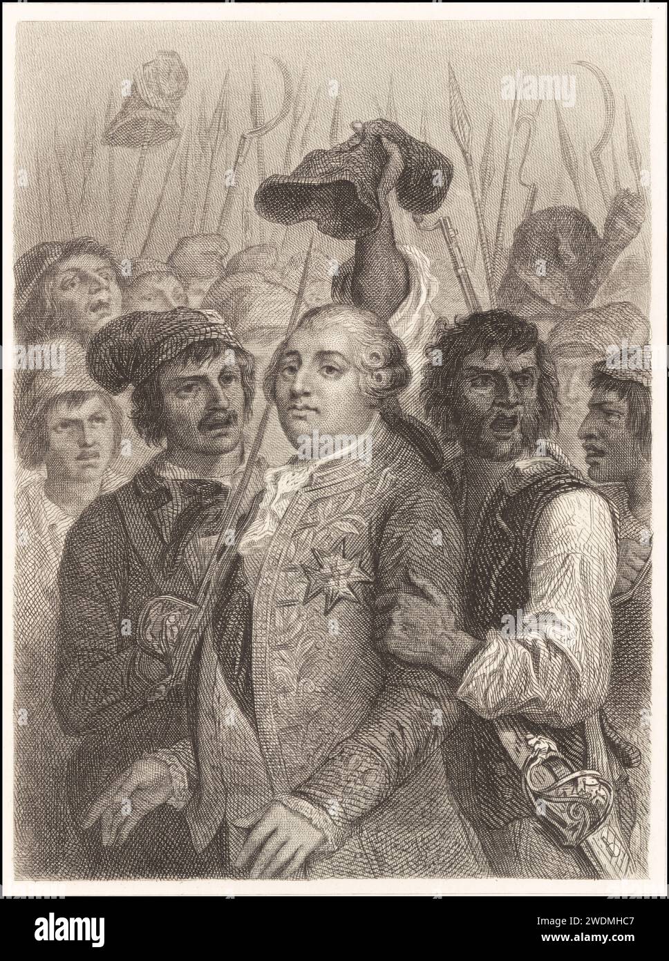 Arrestation de Louis XVI de France le peuple au Palais des Tuileries à Paris, France, le 20 juin 1792 avec Louis XVI de France. Dessiné par Denis Auguste Marie Raffet, gravé par Burdet. Illustration pour Histoire de la Révolution française de M A Thiers (Furne, Jouvet et Cie, 1880).France / Europe / Louis XVI roi de France (1754-1793) / Maison de Bourbon (France) / Histoire de la révolution française / Révolution française / Palais des tuileries / paris Banque D'Images Arrestation de Louis XVI de France le peuple au Palais des Tuileries à Paris, France, le 20 juin 1792 avec Louis XVI de France. Dessiné par Denis Auguste Marie Raffet, gravé par Burdet. Illustration pour Histoire de la Révolution française de M A Thiers (Furne, Jouvet et Cie, 1880).France / Europe / Louis XVI roi de France (1754-1793) / Maison de Bourbon (France) / Histoire de la révolution française / Révolution française / Palais des tuileries / paris Banque D'Images