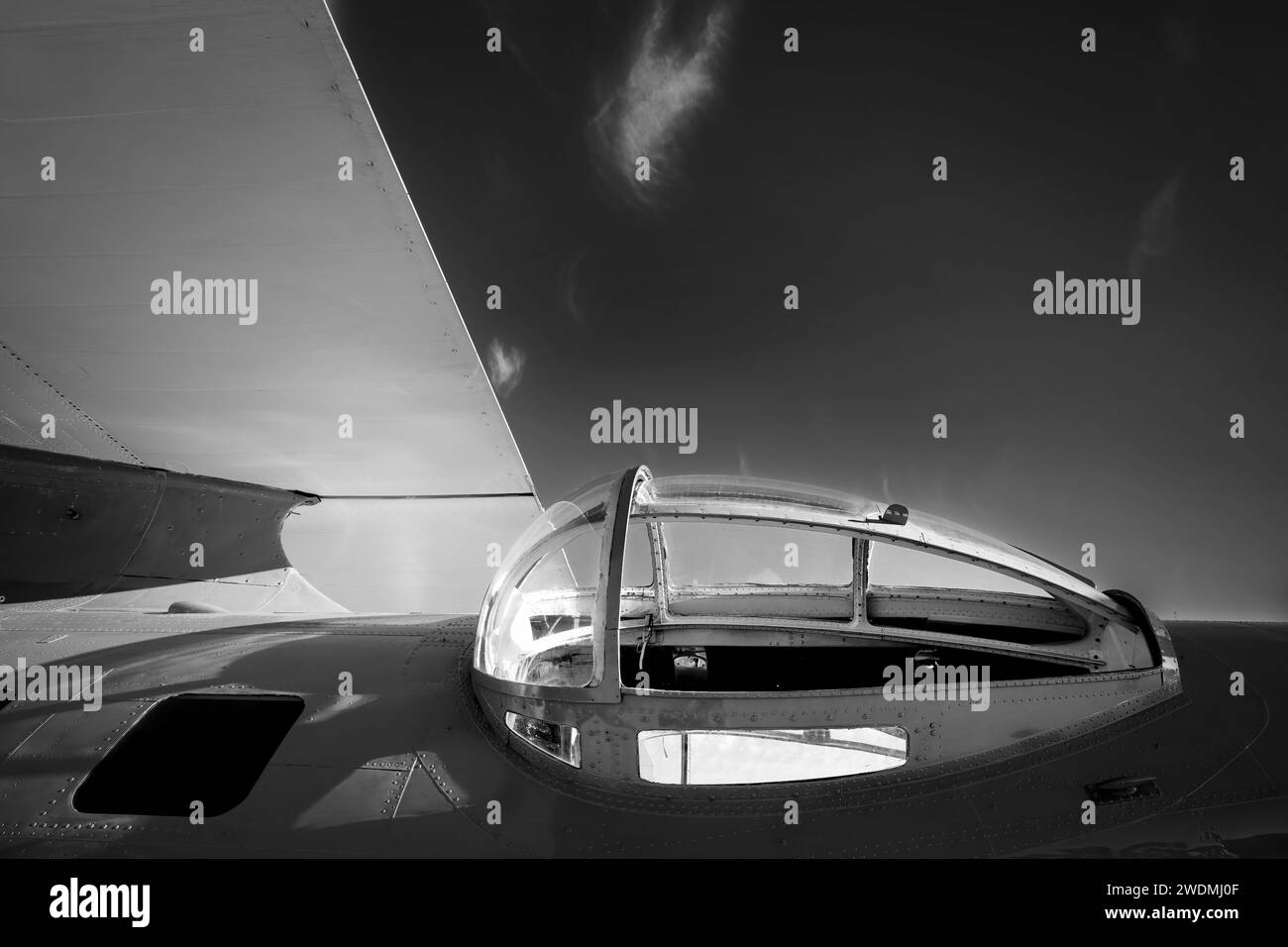 La fenêtre latérale à bulle d'un hydravion PBY Catalina, l'un des hydravions les plus utilisés de la Seconde Guerre mondiale, au salon américain Airshow 2023 à Miramar, en Californie. Banque D'Images