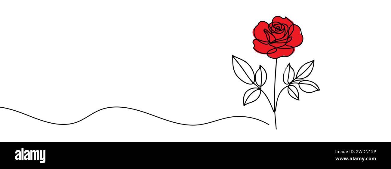 Un dessin au trait d'une rose isolée. Illustration de Vecteur