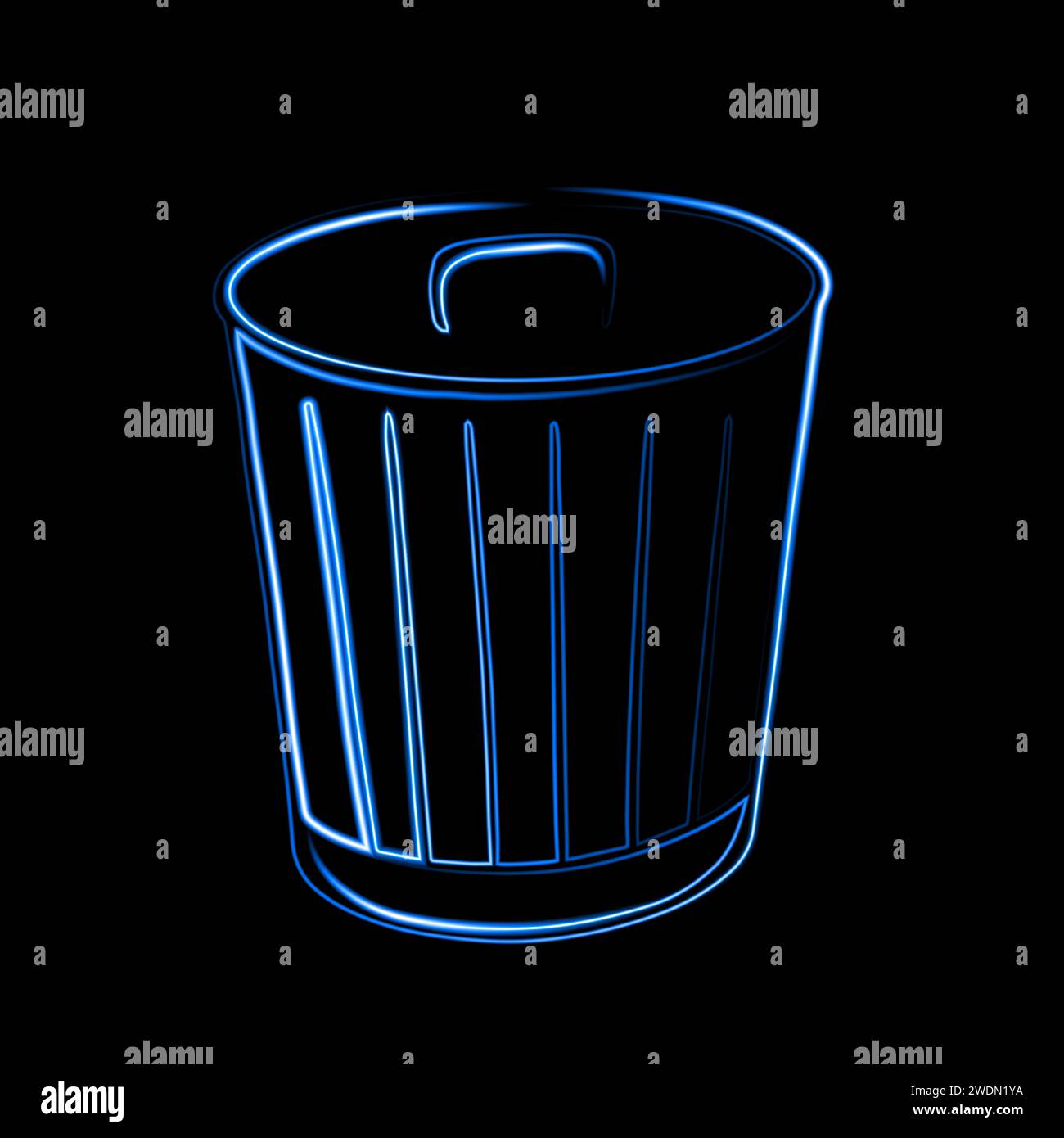 Illustration vectorielle d'une poubelle avec effet néon. Illustration de Vecteur
