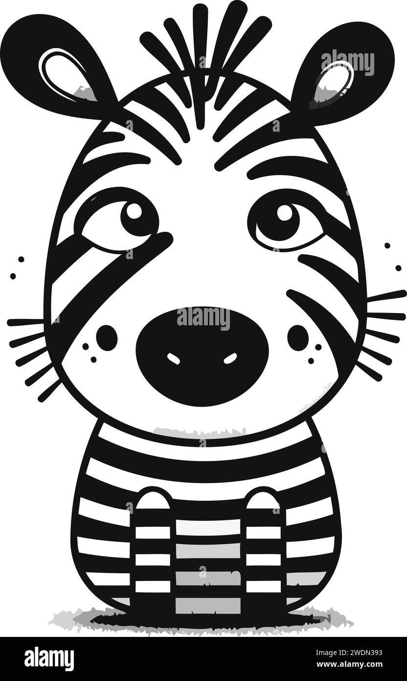 Illustration vectorielle Zebra. Mignon zèbre de dessin animé. Illustration vectorielle. Illustration de Vecteur