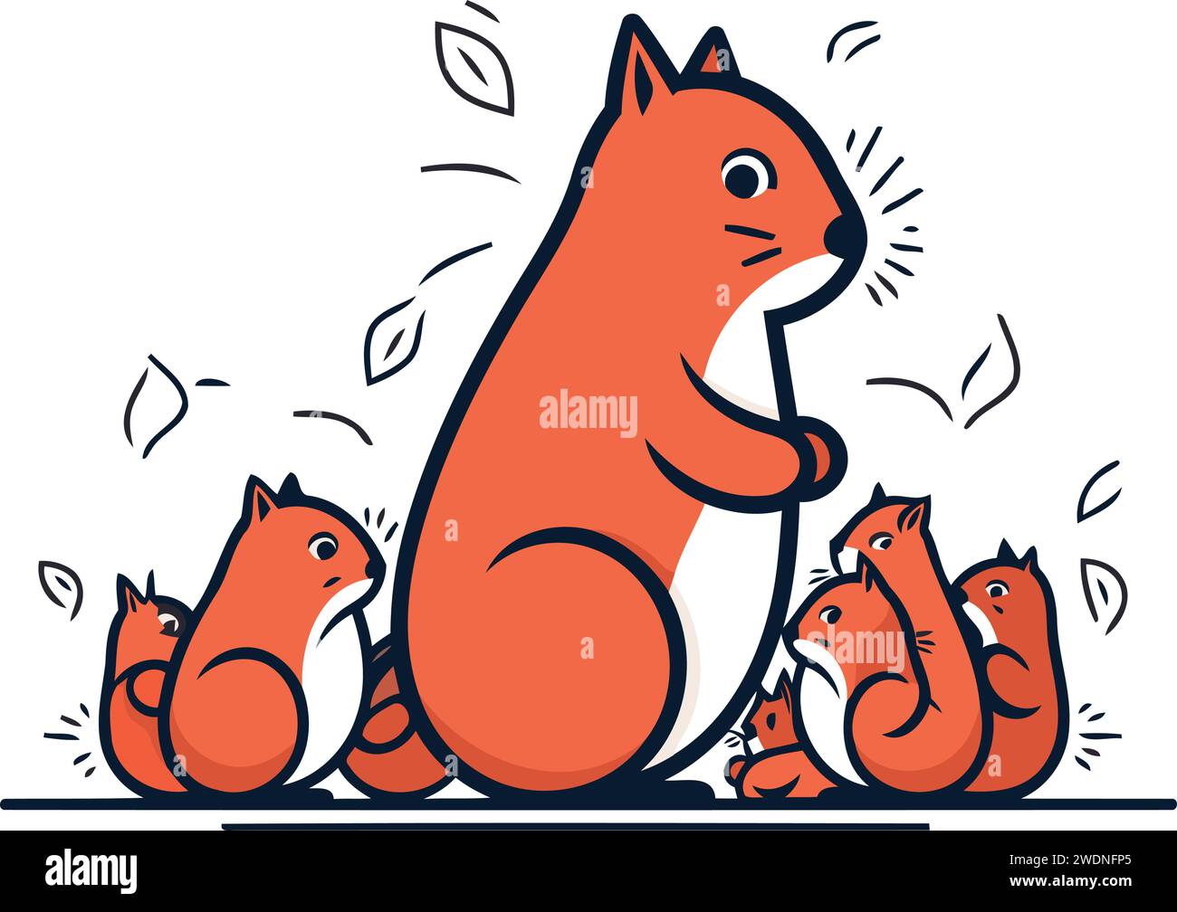 Mignon famille d'écureuil. Illustration vectorielle dans le style doodle. Illustration de Vecteur