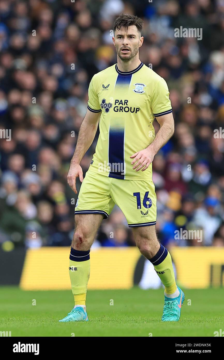 Leeds, Royaume-Uni. 21 janvier 2024. Andrew Hughes de Preston North End lors du Leeds United FC contre Preston North End FC Sky BET EFL Championship Match à Elland Road, Leeds, Angleterre, Royaume-Uni le 21 janvier 2024 Credit : Every second Media/Alamy Live News Banque D'Images