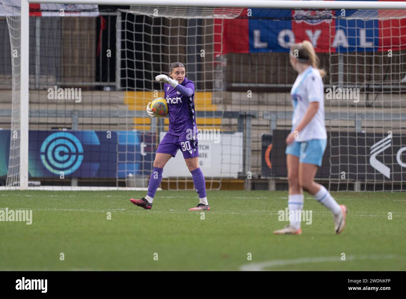 Dratford, Royaume-Uni. 21 janvier 2024. Princes Park, Dartford, Angleterre, janvier 21 2024 le gardien de but de Crystal Palace demi Lambourne (30) lors du match de championnat FA Womens entre London City Lionesses et Crystal Palace à Princes Park, Dartford, Angleterre (Stephen Flynn/SPP) crédit : SPP Sport Press photo. /Alamy Live News Banque D'Images