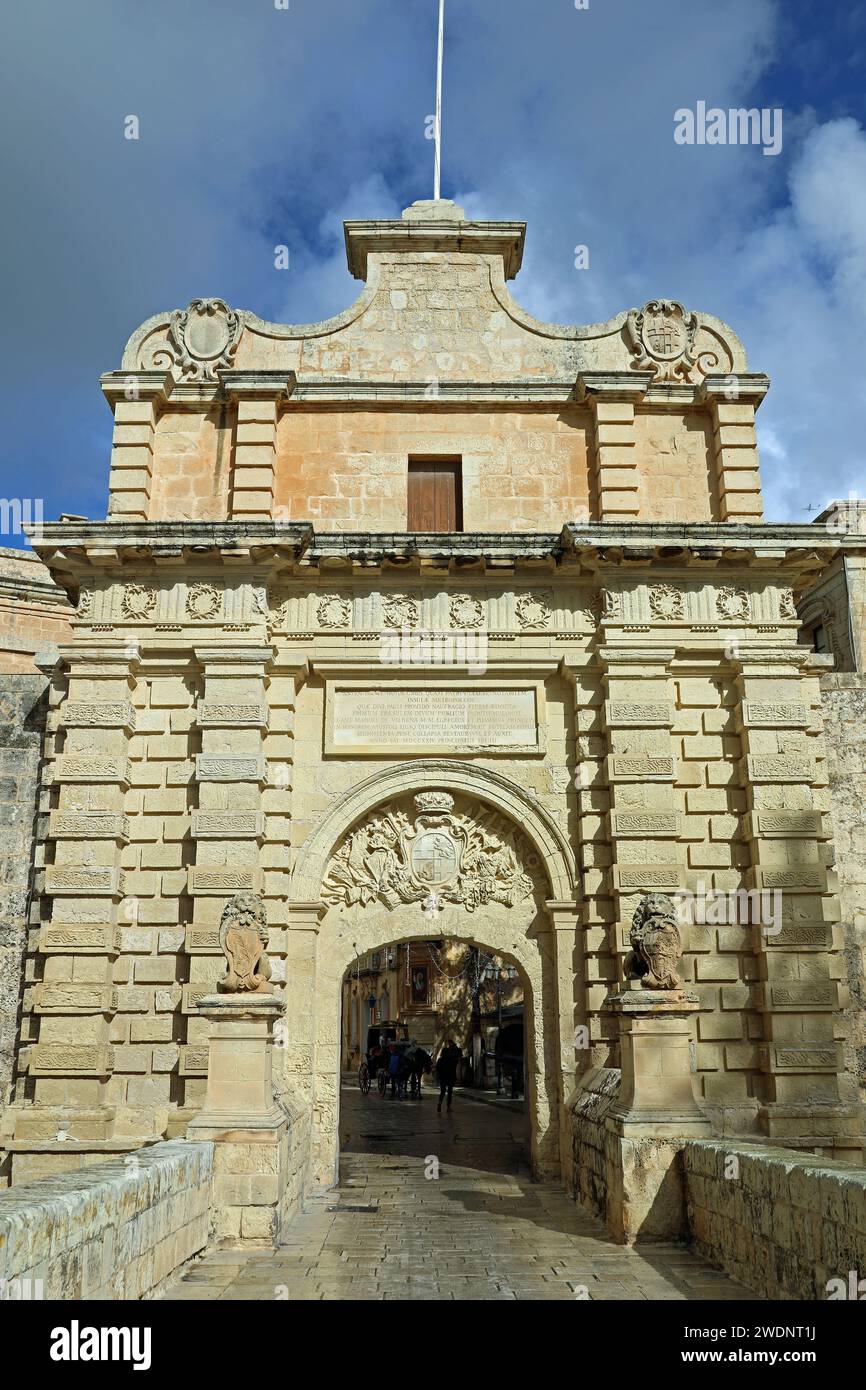 Porte Mdina à Malte Banque D'Images
