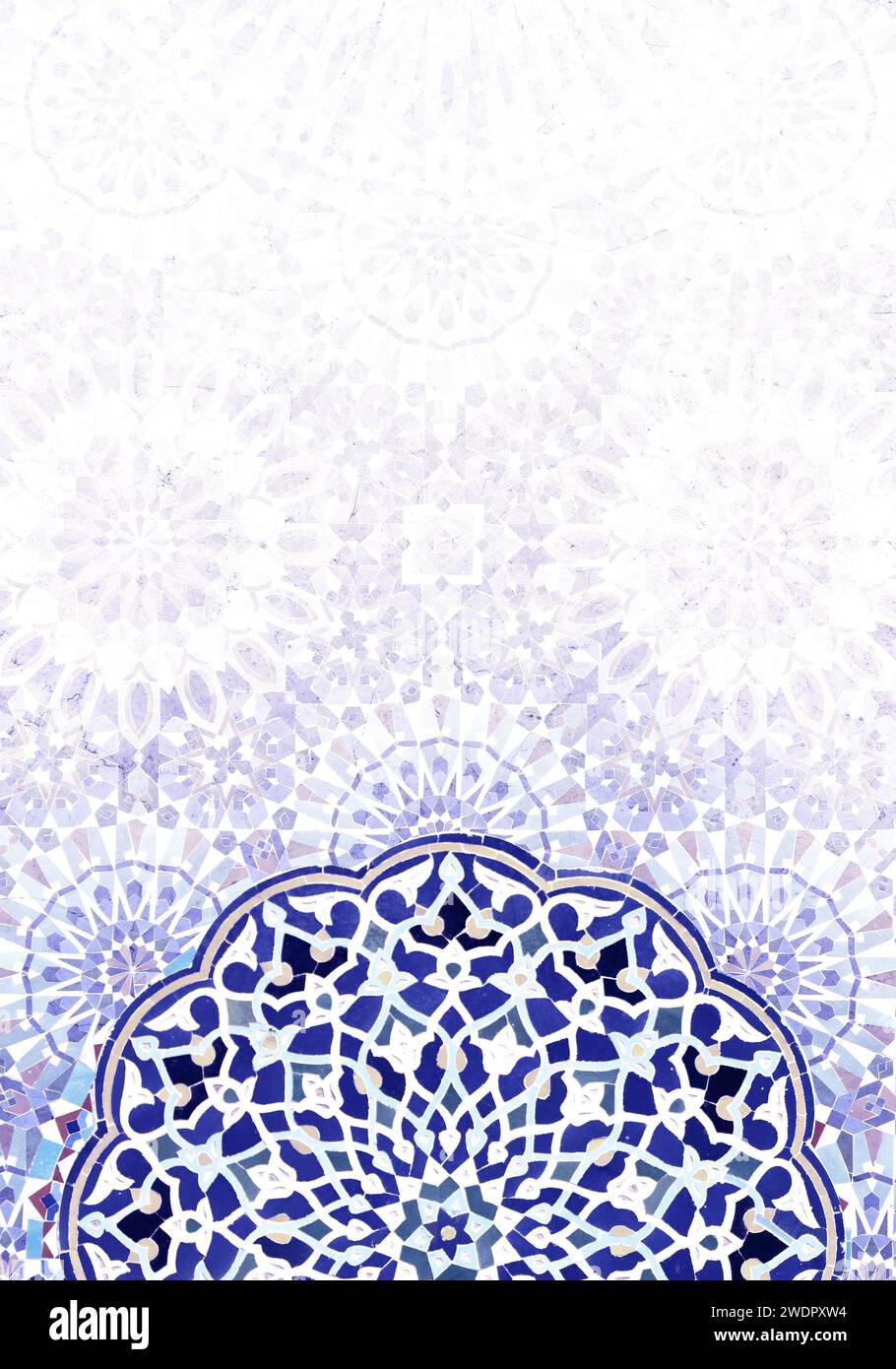 Détail du mur traditionnel de mosaïque persane avec ornement géométrique et floral, Iran. Fond horizontal ou vertical avec carreau de céramique de colo bleu Banque D'Images