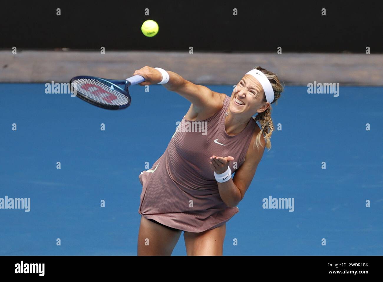 Melbourne, Australie. 22 janvier 2024. Victori Azarenka en action lors de leur match de quatrième tour contre Dayana Yastremska UKR) lors de l'Open d'Australie, match international de tennis à Melbourne, Australie, janvier 22 2024 Credit : Independent photo Agency/Alamy Live News Banque D'Images