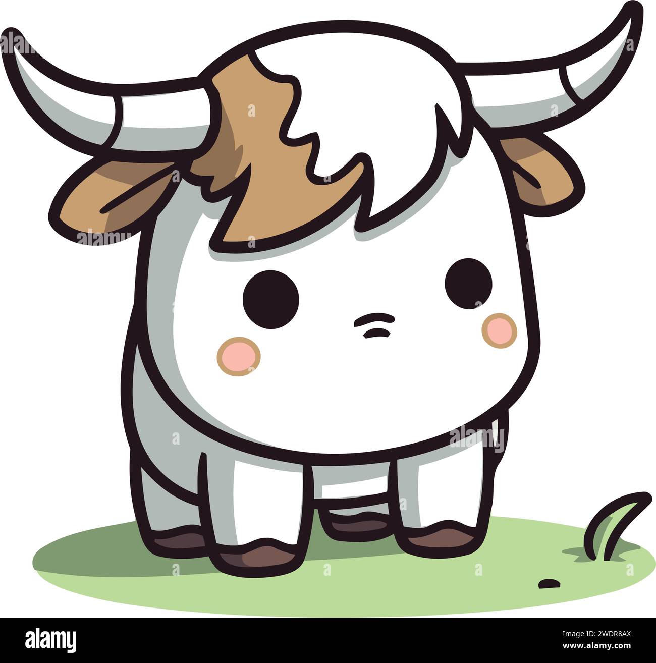 Conception mignonne d'illustration vectorielle de personnage de dessin animé de yak. Mignonne petite mascotte de vache. Illustration de Vecteur