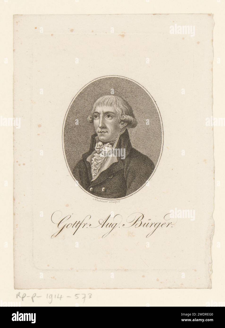 PortraT van Gottfried August Bürger, Friedrich Ludwig Neubauer, 1777 - 1828 papier imprimé personnes historiques. écrivain, poète, auteur Banque D'Images