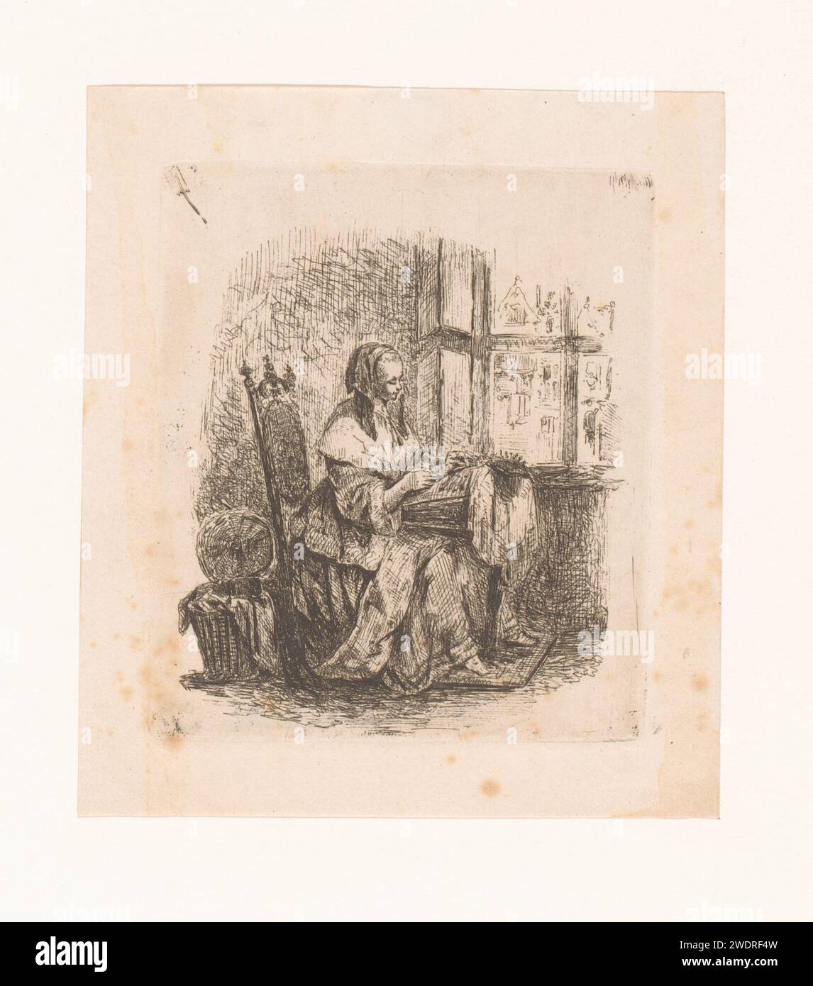 Jeune lace, Adrien Joseph Verhoeven -ball, 1834 - 1882 gravure sur papier imprimé / dentelure à pointe sèche Banque D'Images
