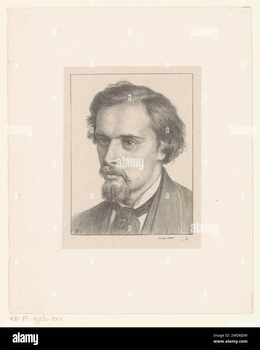 Portrait de Dante Gabriel Rossetti, Jan Veth, 1898 imprimer papier néerlandais. personnages historiques Banque D'Images