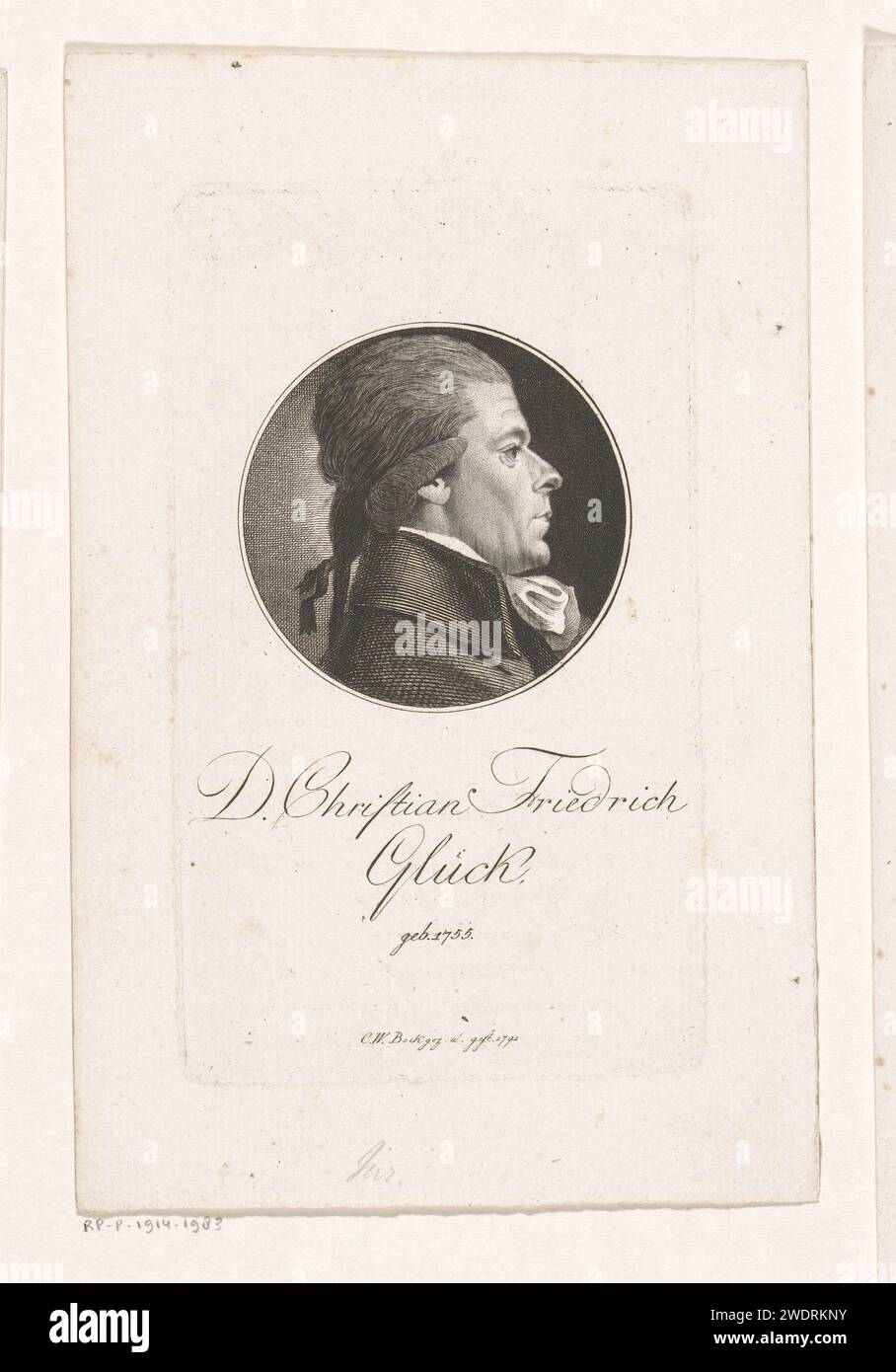 Portrait van Christian Friedrich Glück, Christoph Wilhelm Bock, 1791 Print Nuremberg papier gravure / gravure de personnes historiques Banque D'Images