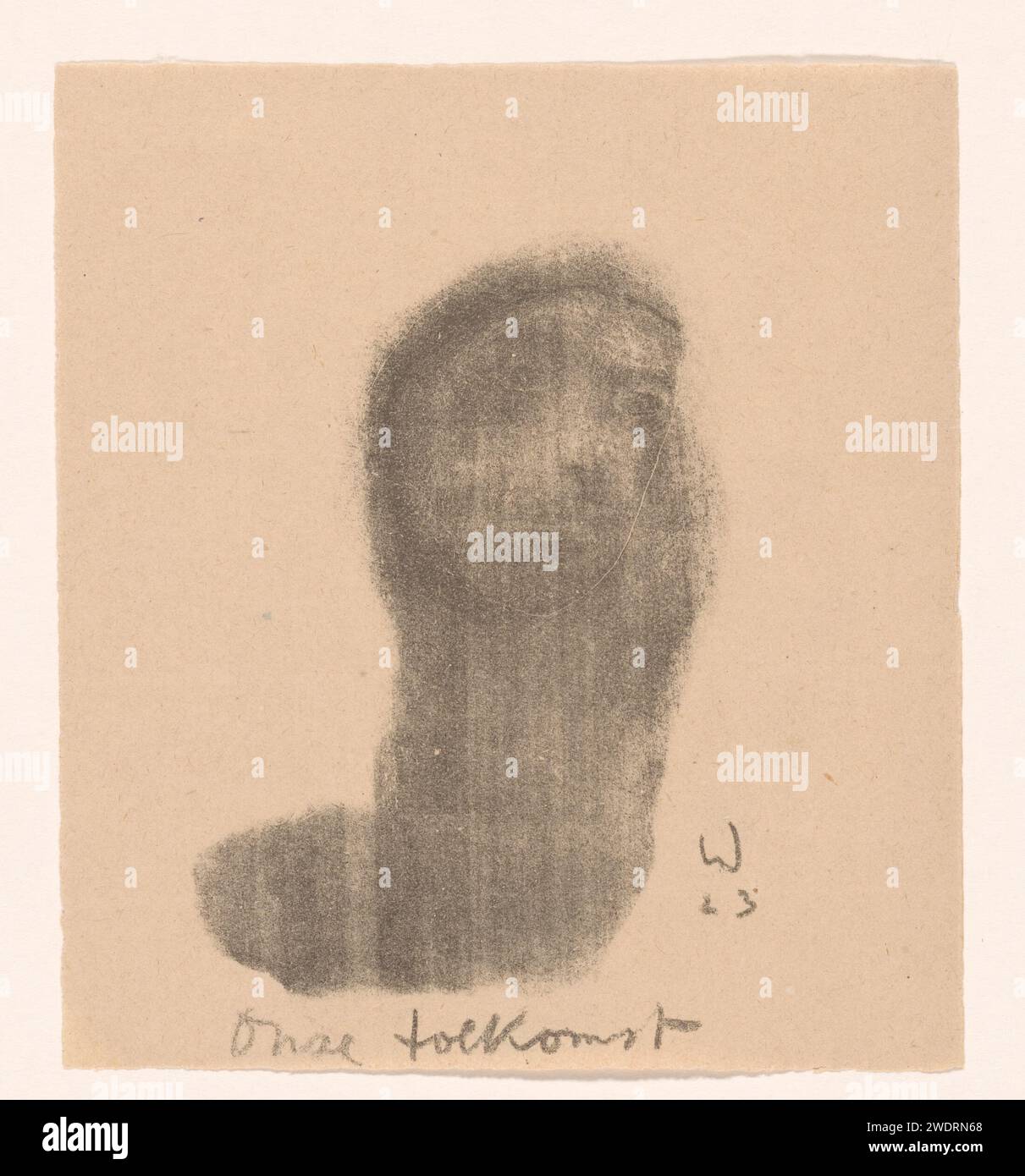 Notre avenir, Erich Wichmann, 1923 tirages Spooky figure avec un visage flottant. caricatures en papier (types humains) Banque D'Images