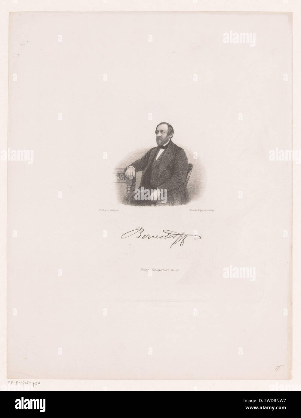 Portrait van Albrecht Graf von Bernstorff, Auguste Hüssener, 1849 - 1877 tirage Leipzig papier gravure sur acier personnages historiques Banque D'Images