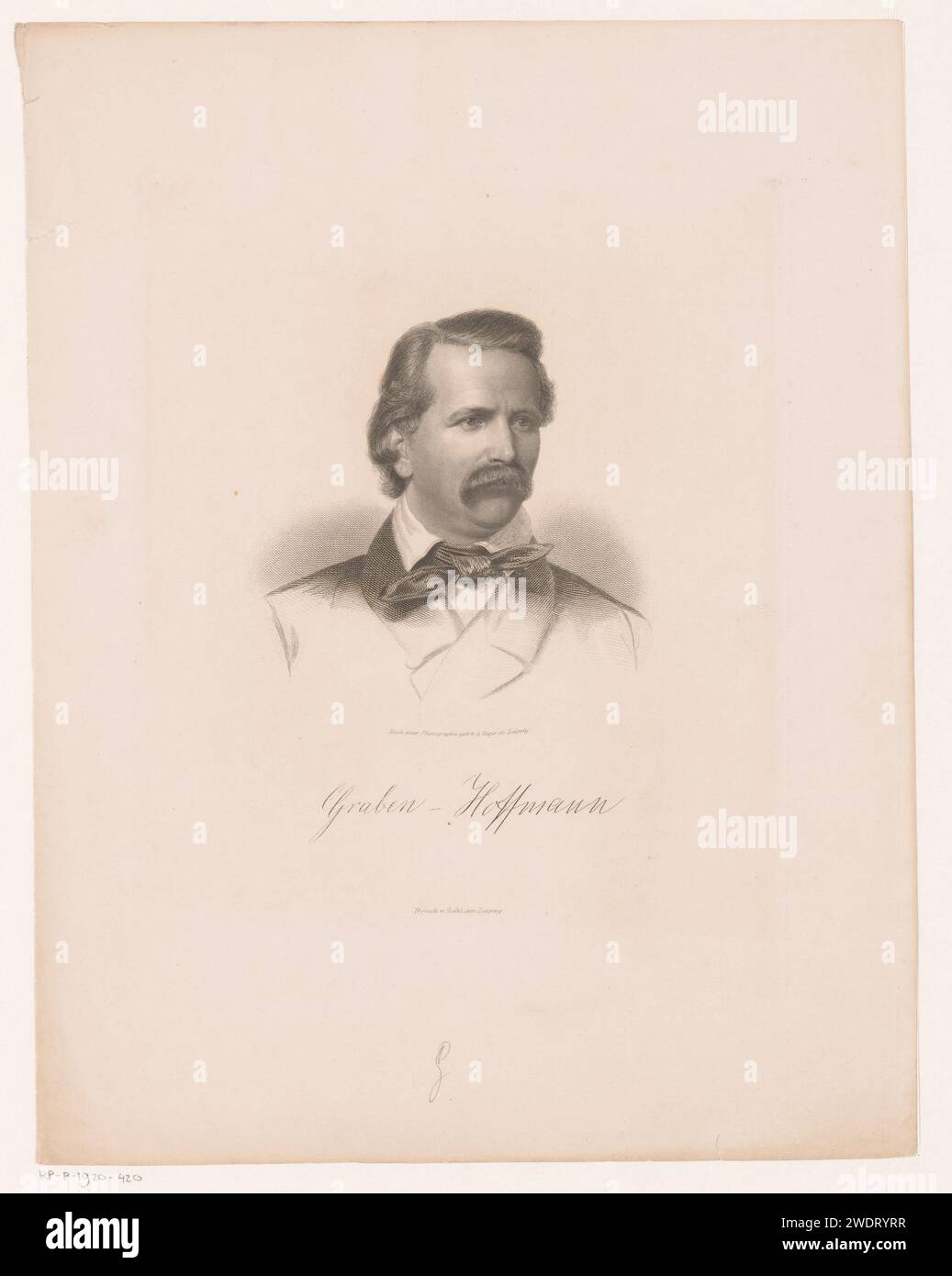 PortraT van Gustav Heinrich Graben -Hoffmann, August Weger, après Anonymous, 1860 - 1892 print Leipzig papier gravure sur acier personnages historiques Banque D'Images