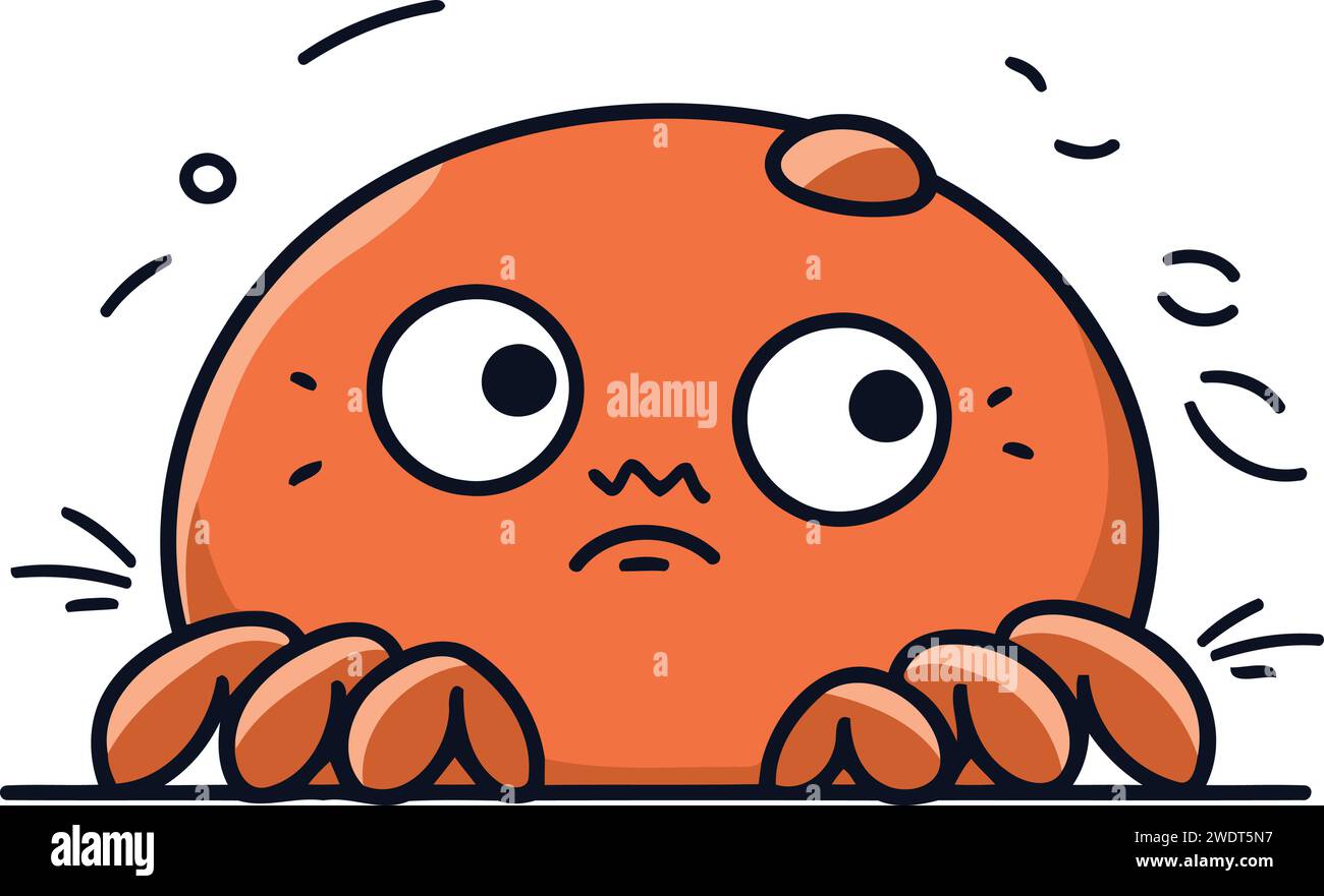 Drôle de personnage de crabe. Mignon crabe de bande dessinée. Illustration vectorielle. Illustration de Vecteur
