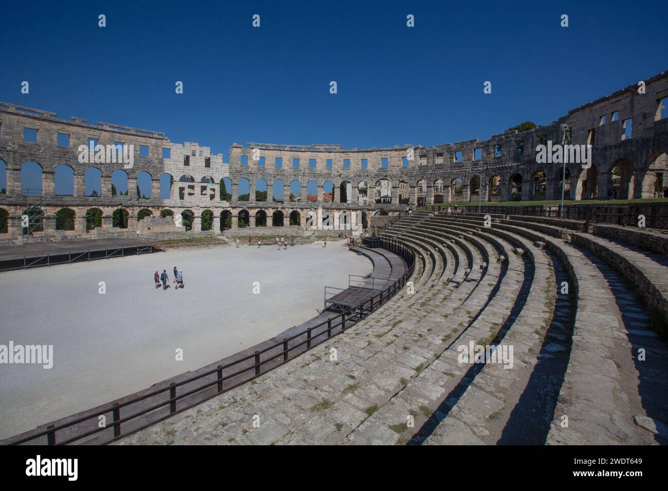 Pula Arena, amphithéâtre romain, construit entre 27 av. J.-C. et 68 après J.-C., Pula, Croatie, Europe Banque D'Images
