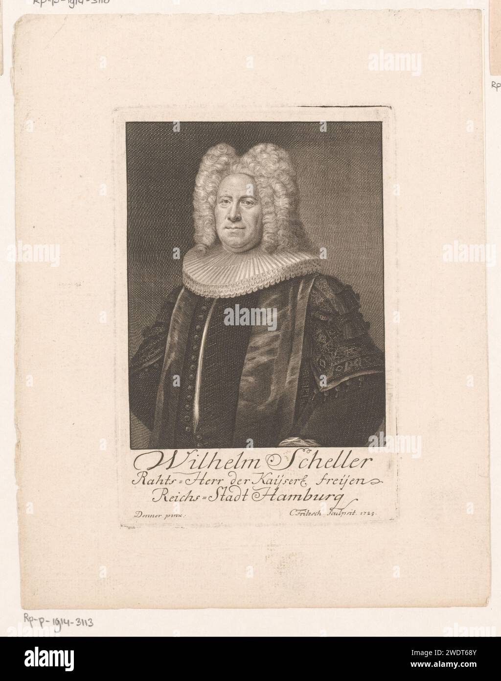 PortraT van Wilhelm Scheller, Christian Fritzsch, d'après Balthasar Denner, 1729 gravures sur papier gravant des personnages historiques Banque D'Images